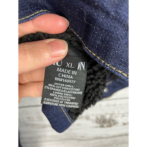 Hudson Women's Denim Blue Jean Fleece Lined Trucker Jacket Sz XL - Picture 6 of 6